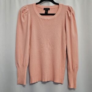 NWOT Women's Lolla Rose Size Large Peach Lightweight Sweater Puff Sleeves